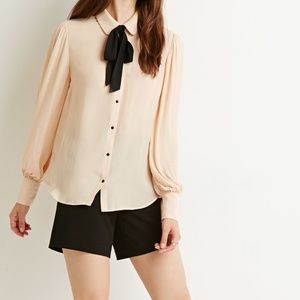 Forever 21 Contemporary Peter Pan Bow Shirt